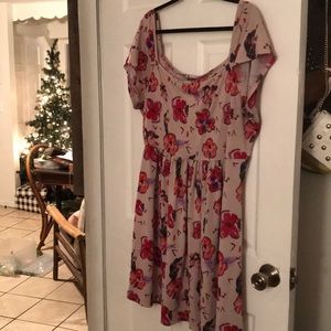 Floral plus size flare dress
